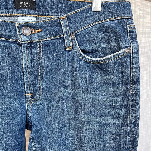 VINTAGE Y2k Denim Flared Denim Jeans Size 10 Distressed Mossimo Stretch … - Picture 10 of 17